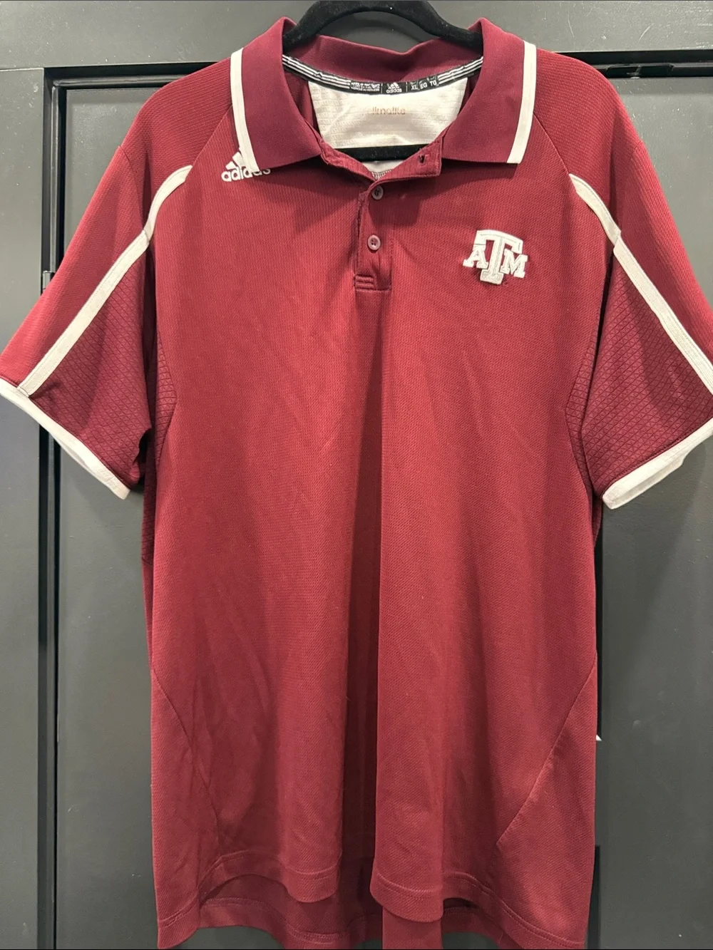 adidas Maroon Texas A&M Polo with White Trim and A&M Logo Size XL